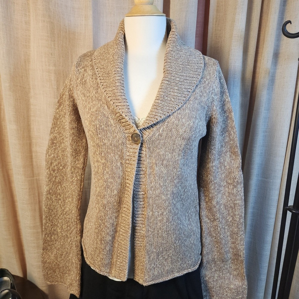 Calvin Klein Jeans Womens L Chunky Knit Cardigan Shawl Collar 100% Cotton